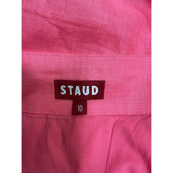 Staud 'Leandro' Pink Linen Two-Tone Linen Miniskirt Size 10 - Picture 4 of 5